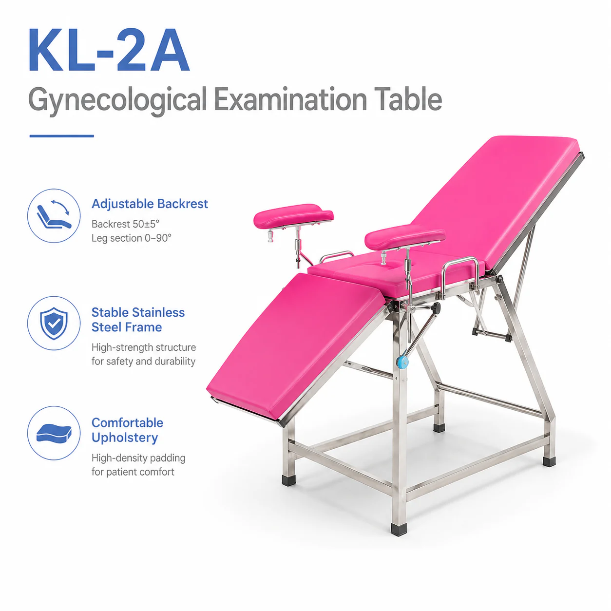 KL-2A KL-2A Gynecological Examination Table | Stainless Steel Gynaecology Couch