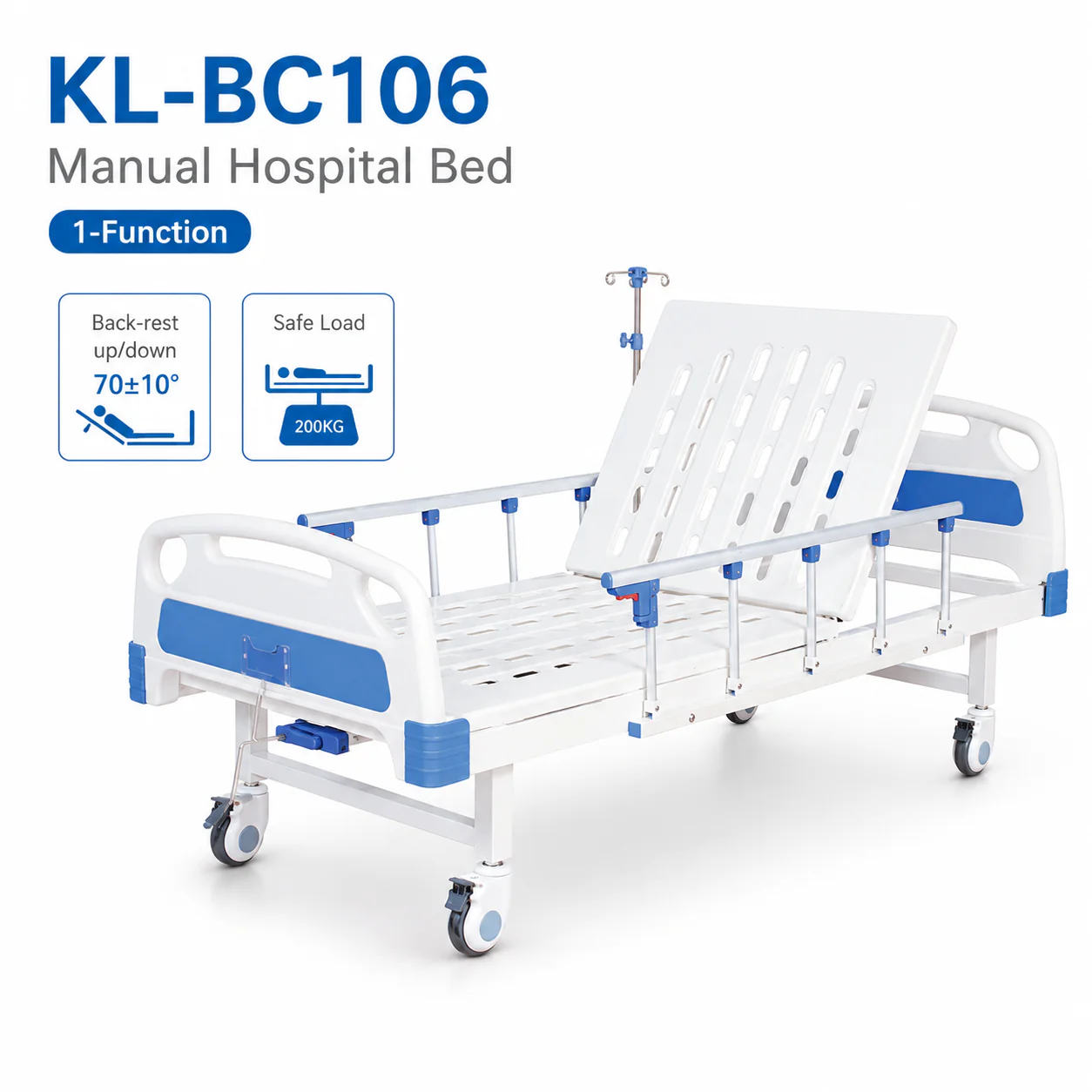 KL-BC106 KL-BC106 Manual Hospital Bed | 1-Function Backrest Bed 200 kg