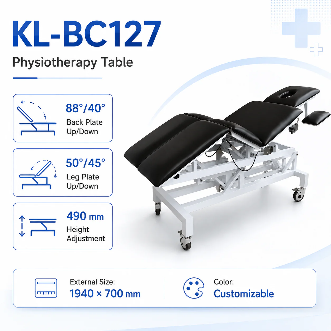 KL-BC127 KL-BC127 Physiotherapy Table | Electric Multi-Section Rehab Treatment Table