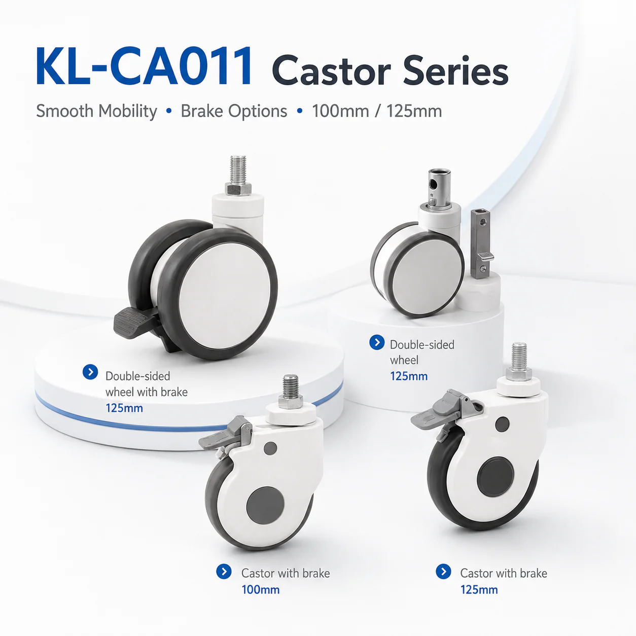 KL-CA011 KL-CA011 Hospital Bed Castor | Dual-Wheel & Single-Wheel Medical Casters