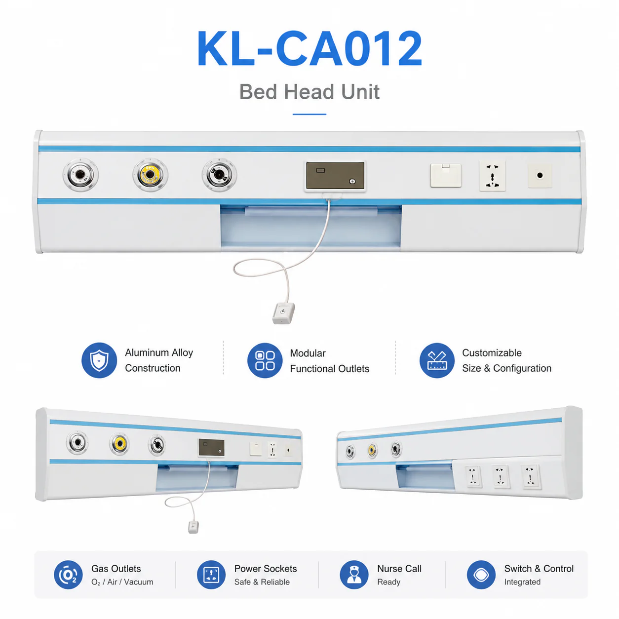 KL-CA012 KL-CA012 Bed Head Units | Aluminum Alloy Hospital Bedhead Panel