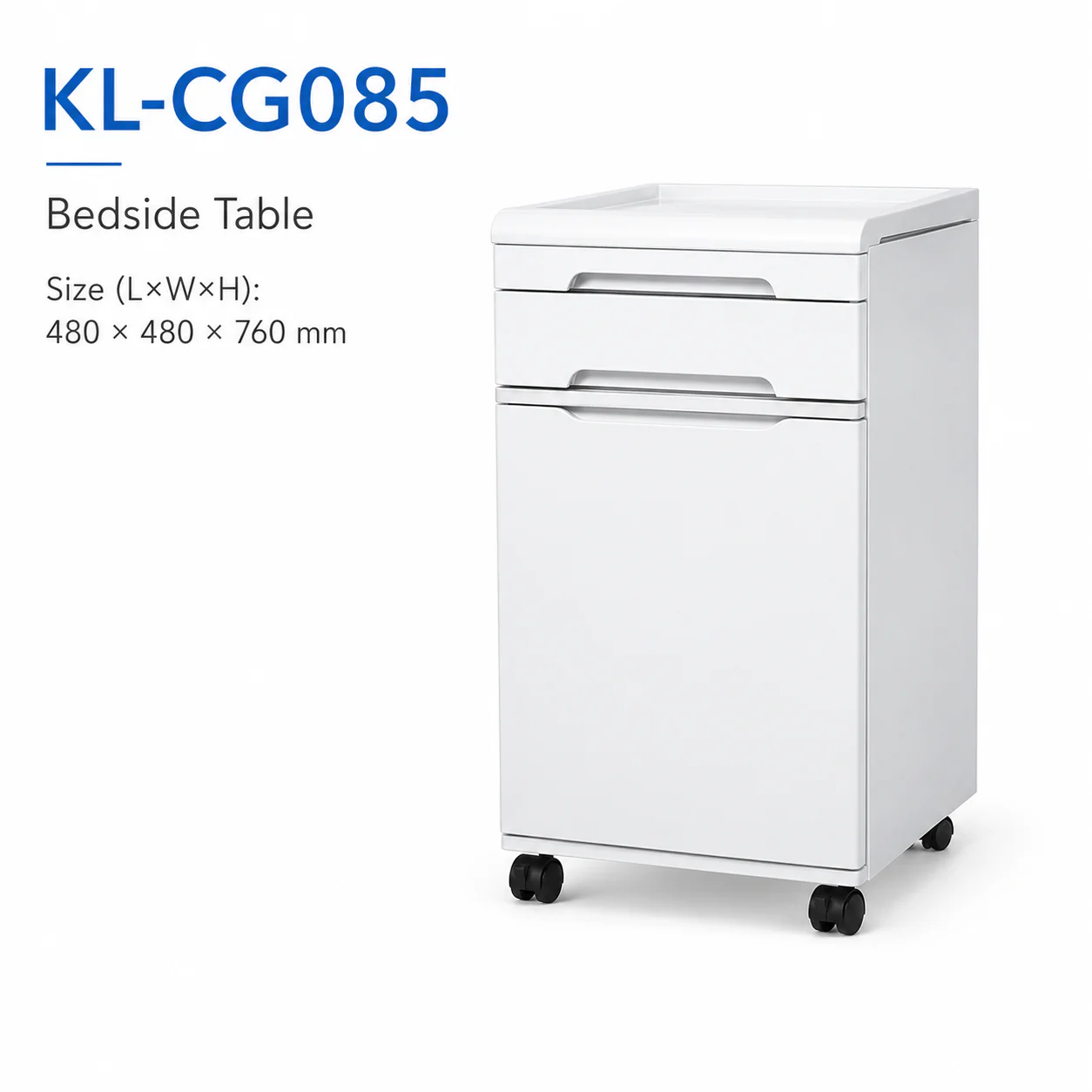 KL-CG085 KL-CG085 Bedside Table | Two-Drawer Steel Cabinet with Casters
