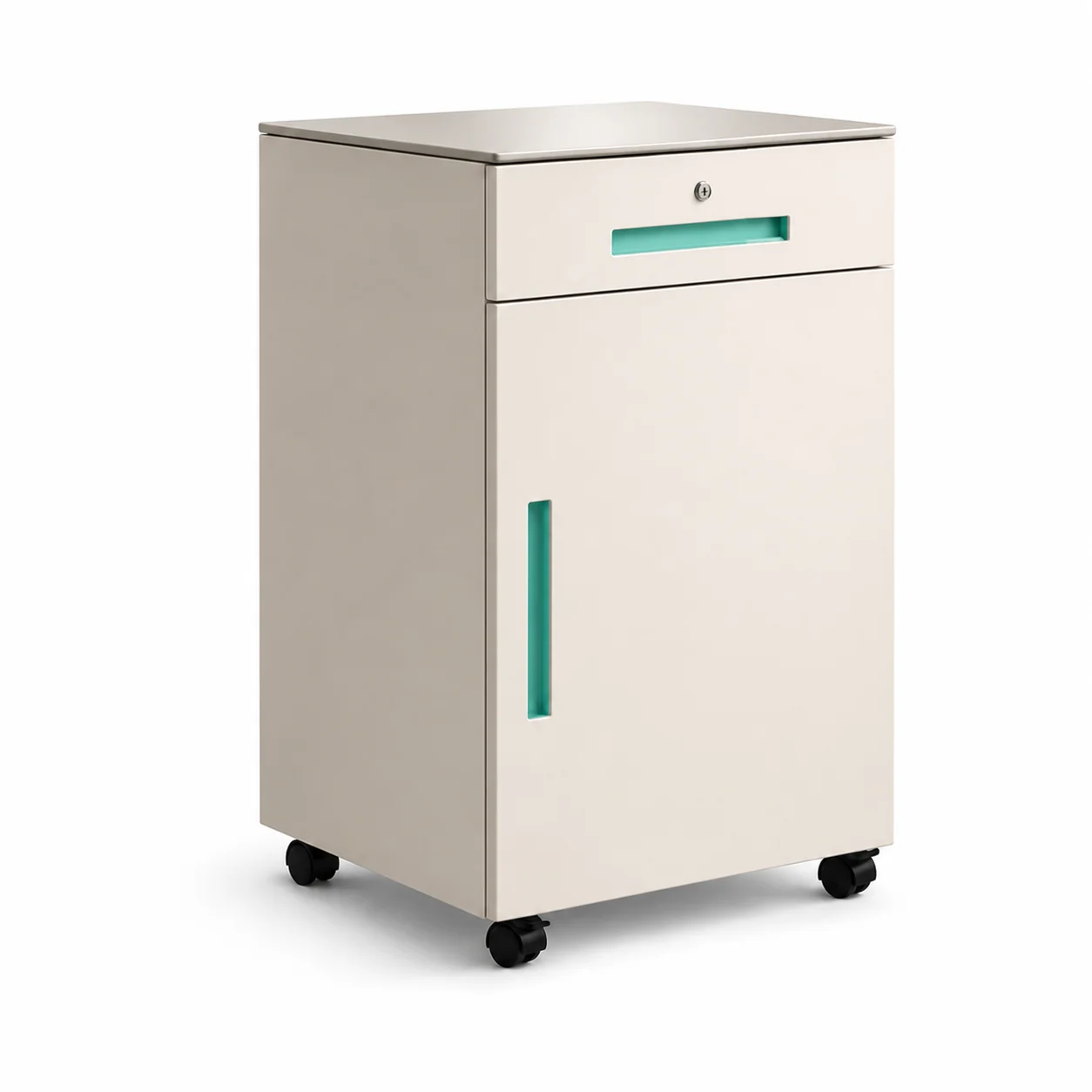 KL-CG087 KL-CG087 Bedside Table | Modern Steel Cabinet with Teal Accent