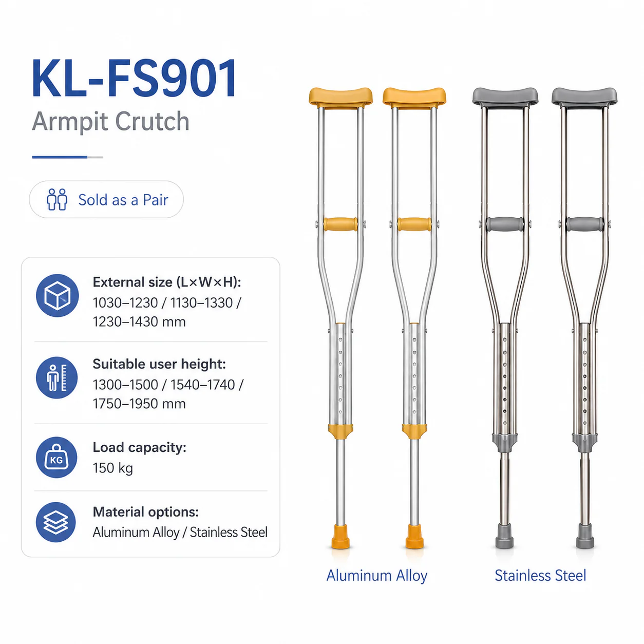 KL-FS901 KL-FS901 Armpit Crutch | Adjustable Underarm Crutch
