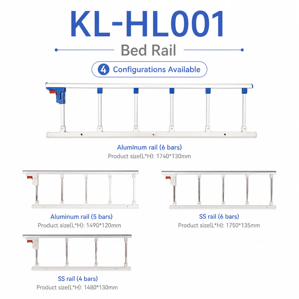 KL-HL001 KL-HL001 Bed Rail | Aluminum & Stainless Steel Hospital Bed Side Rails