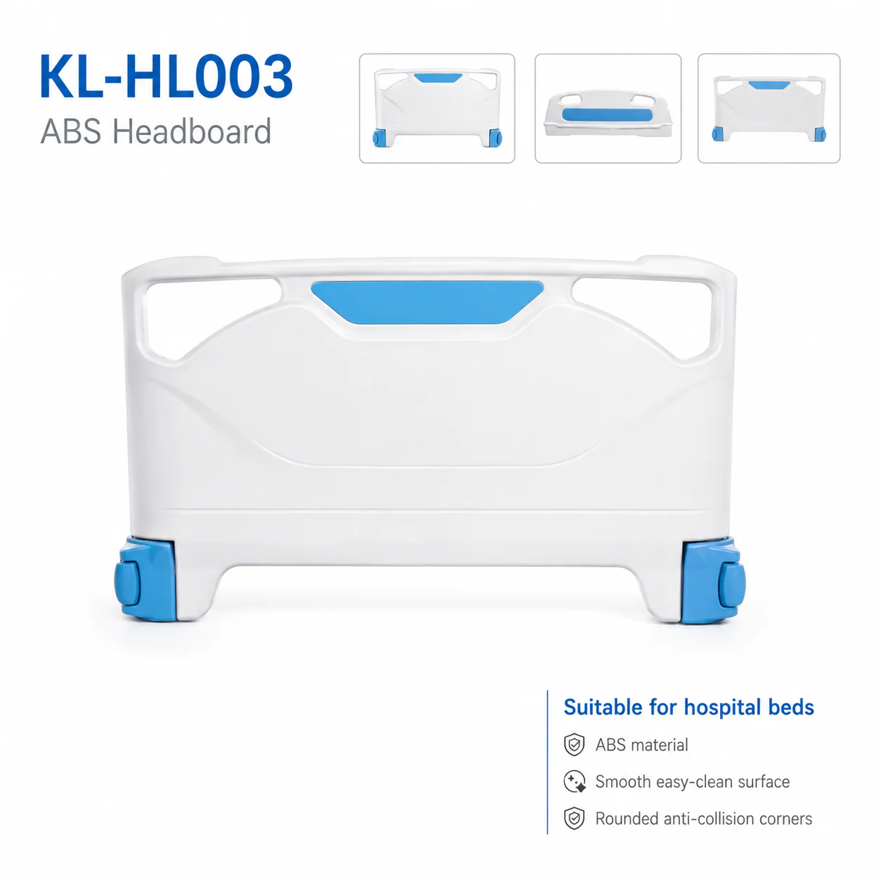 KL-HL003 KL-HL003 ABS Headboard | Universal Hospital Bed Headboard with Anti-Collision Wheels