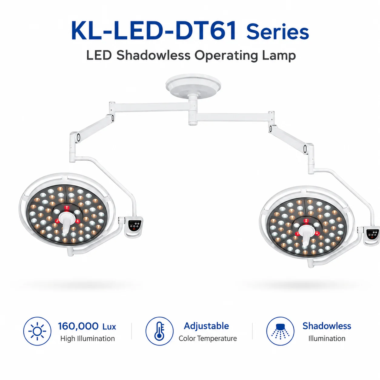 KL-LED-DT6I KL-LED-DT6I Double-Dome LED Surgical Light | 160,000 Lux, 108 LEDs