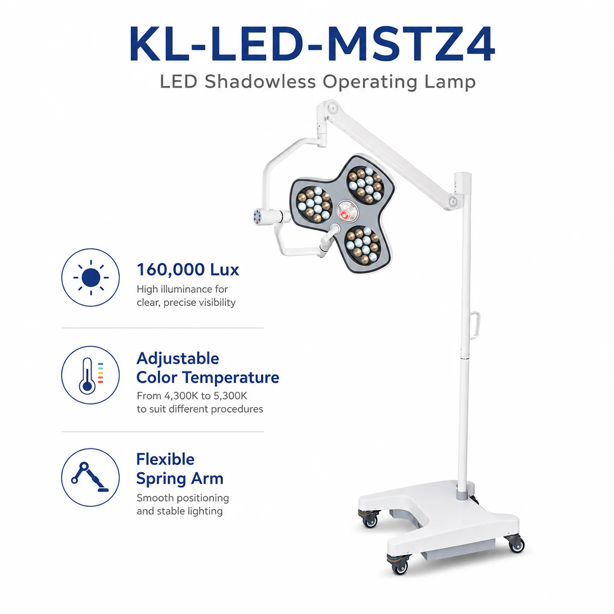 KL-LED·MSTZ4 KL-LED-MSTZ4 Mobile LED Surgical Light | Four-Petal Dome, 160,000 Lux