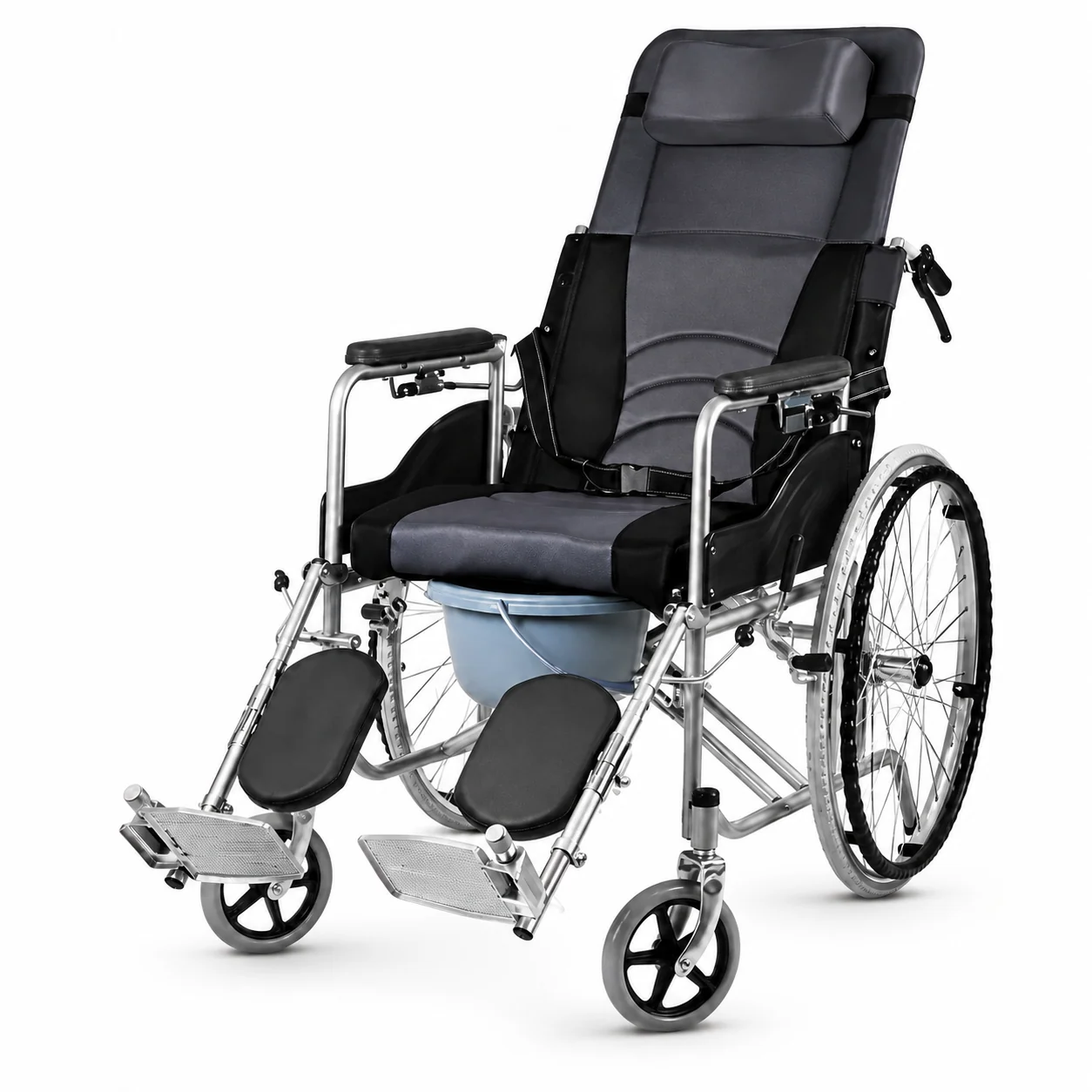 KL-LY006 KL-LY006 Reclining Wheelchair | High-Back Commode Wheelchair 90°–180°