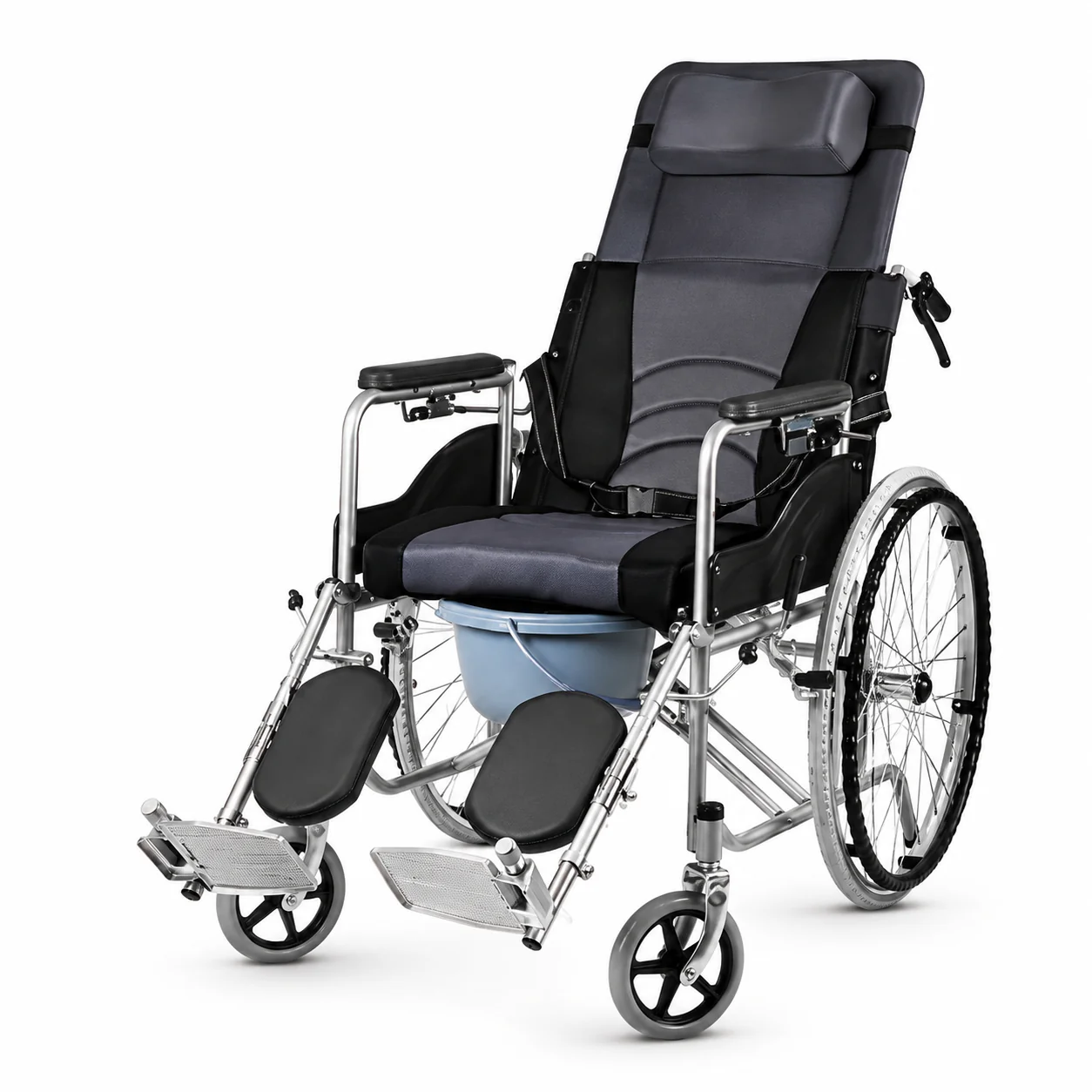 KL-LY006 KL-LY006 Reclining Wheelchair | High-Back Commode Wheelchair 90°–180°