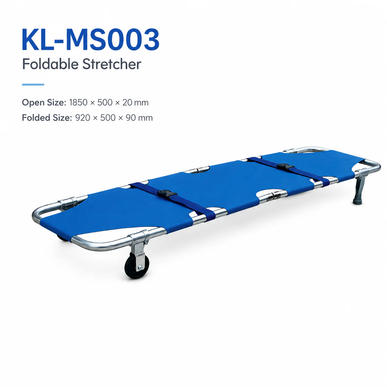 KL-MS003 KL-MS003 Foldable Stretcher | Wheeled Blue Aluminium Stretcher