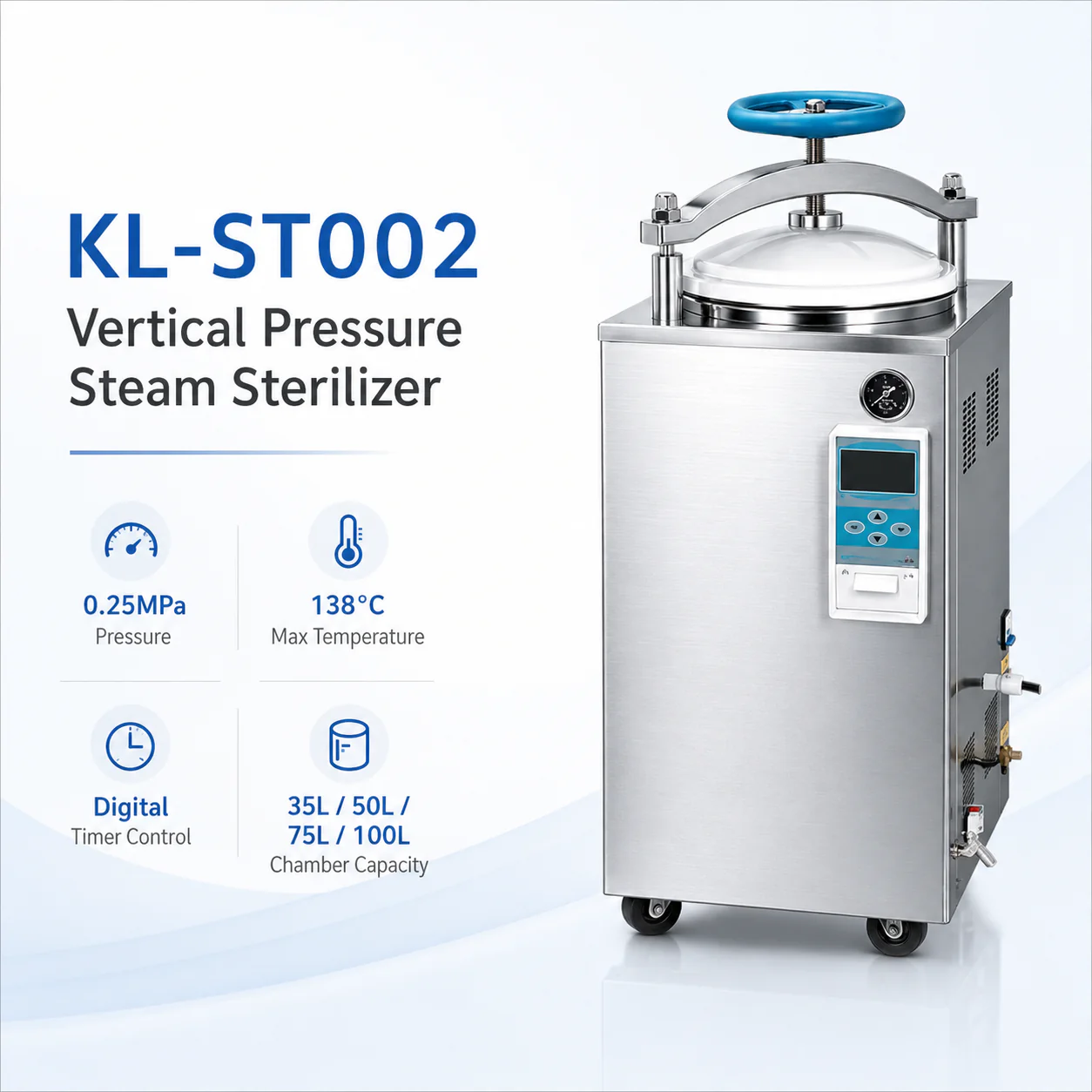 KL-ST002 KL-ST002 Vertical Pressure Steam Sterilizer | 35L–100L Autoclave