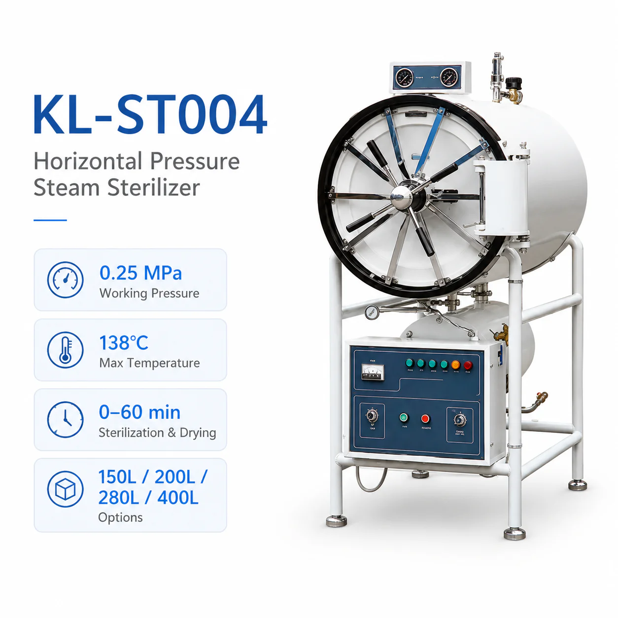 KL-ST004 KL-ST004 Horizontal Pressure Steam Sterilizer | 150L–400L Autoclave