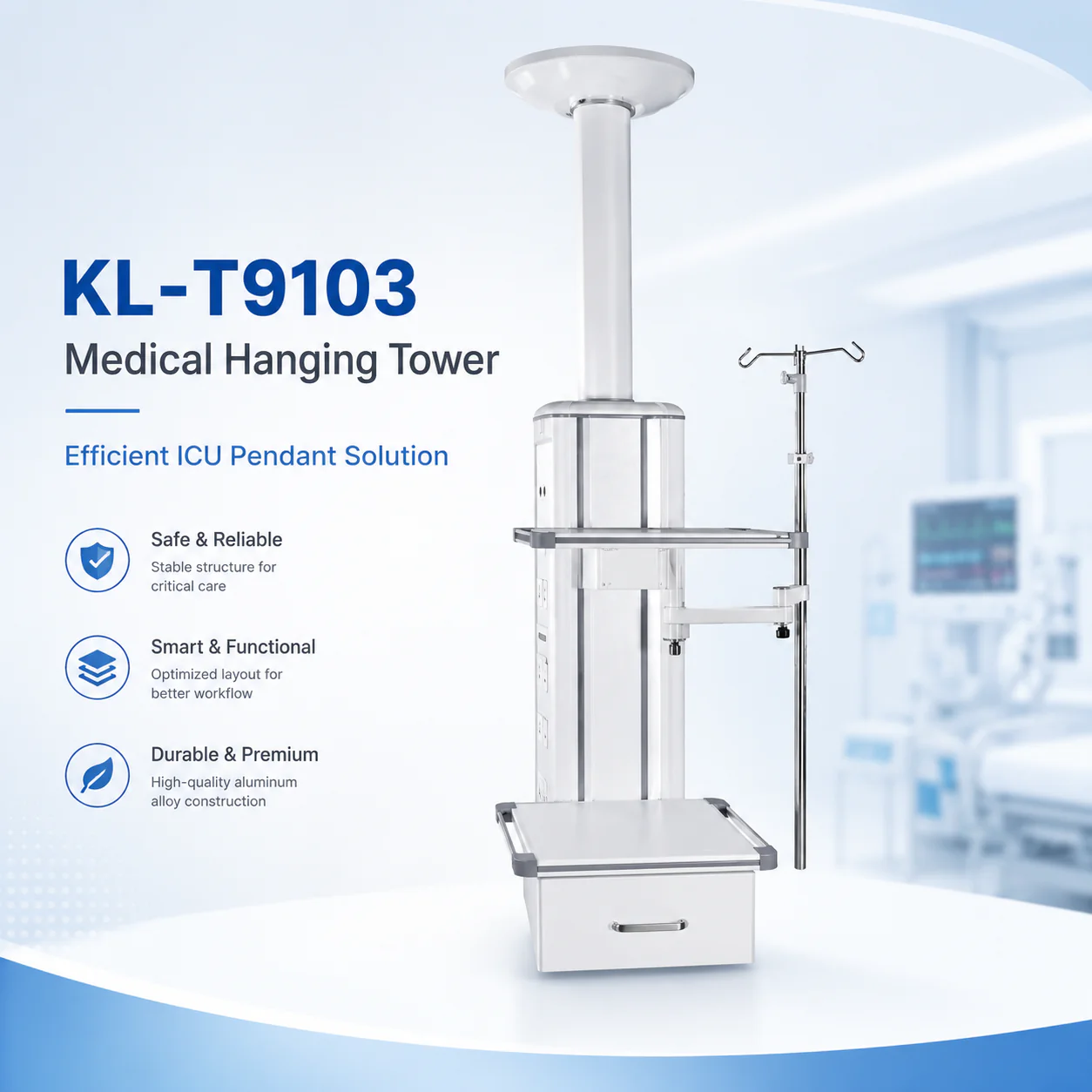 KL-T9103 KL-T9103 ICU Pendant | Modular Ceiling Supply Unit with Optional Accessories