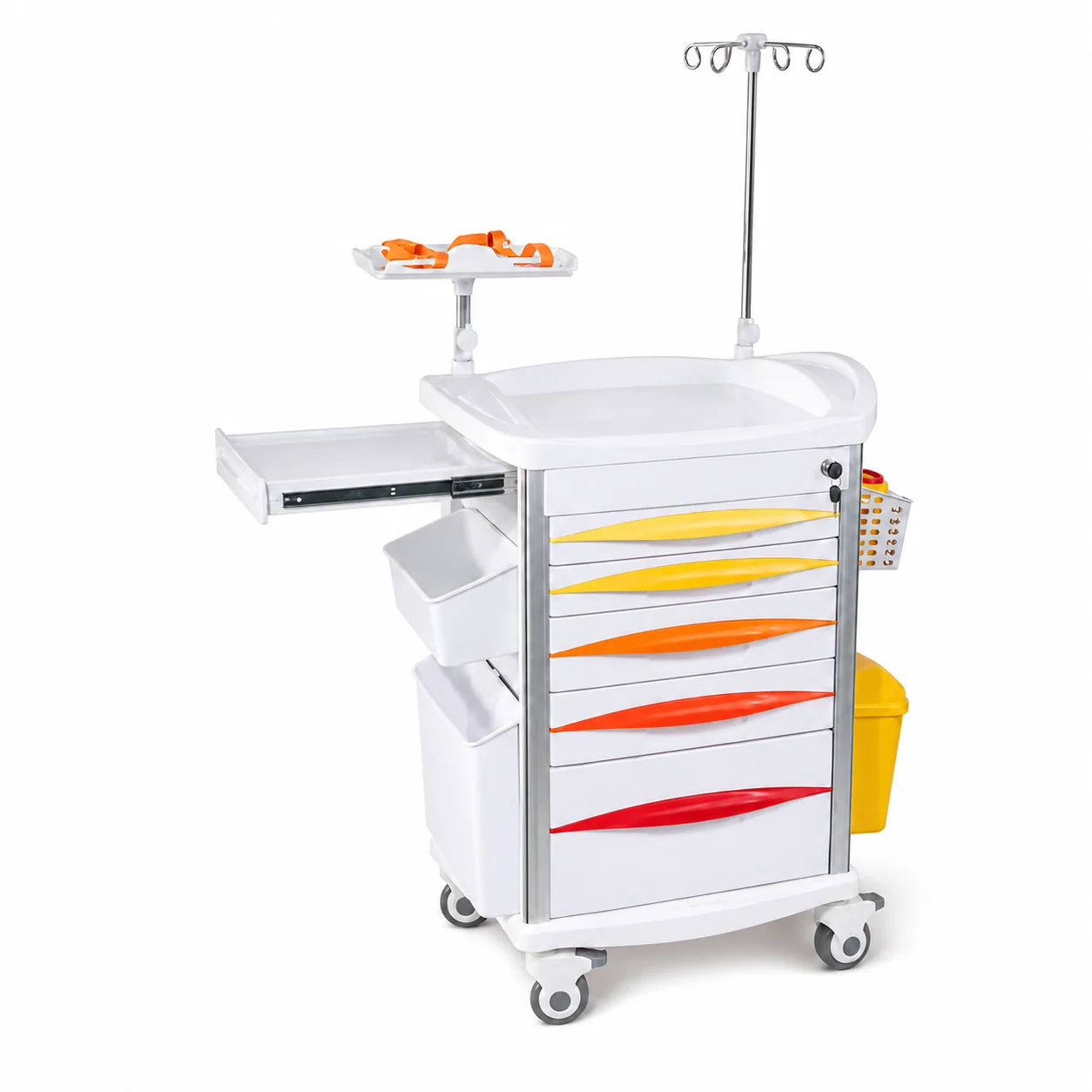 KL-TC002 KL-TC002 Clinic Trolley | Color-Coded Drawers & Pull-Out Shelf