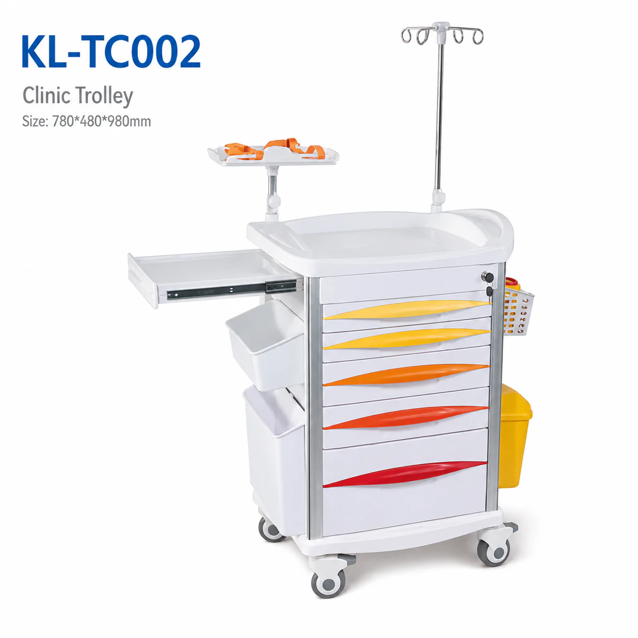 KL-TC002 KL-TC002 Clinic Trolley | Color-Coded Drawers & Pull-Out Shelf