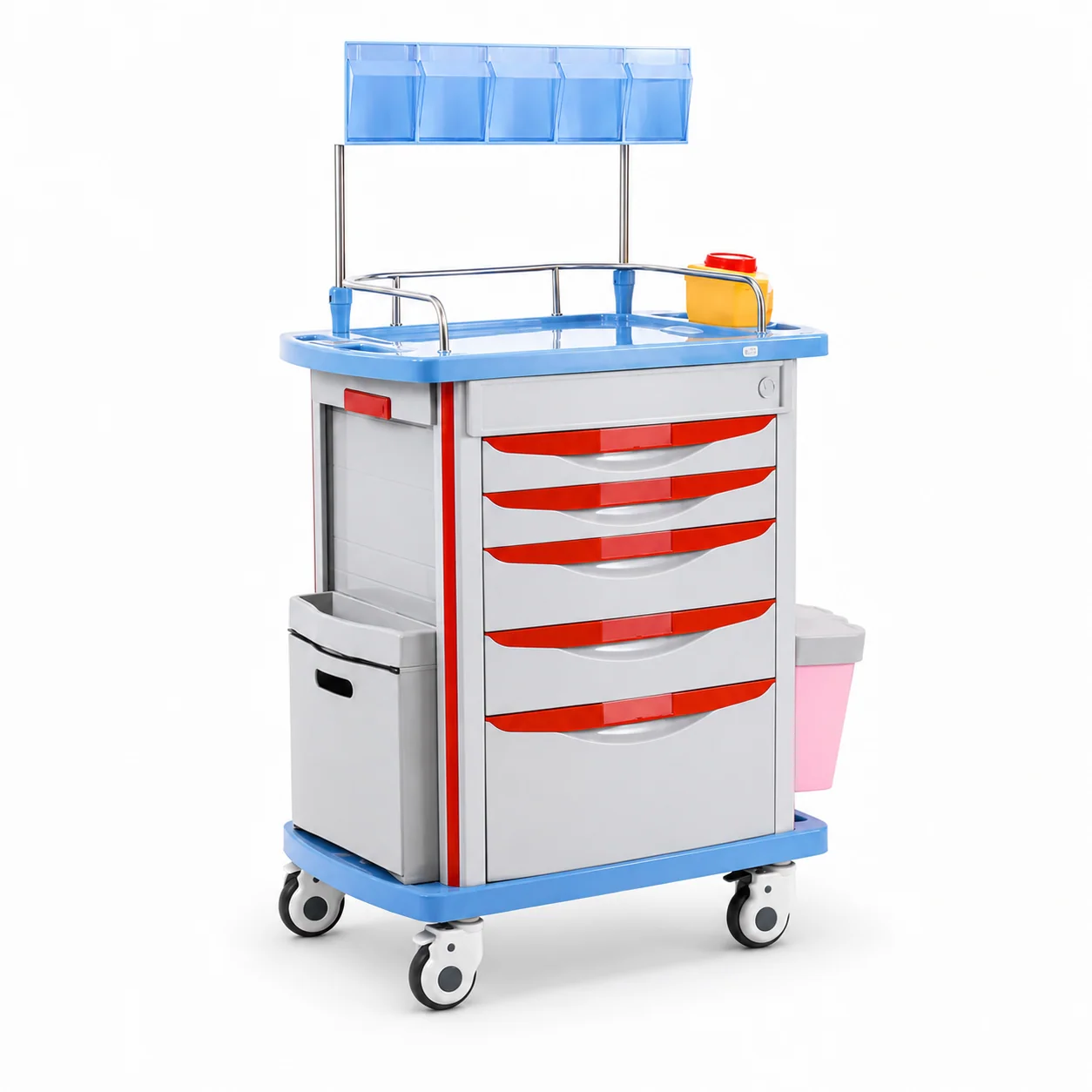 KL-TC005 KL-TC005 Anesthesia Trolley | Multi-Drawer with Upper Organizer Bins