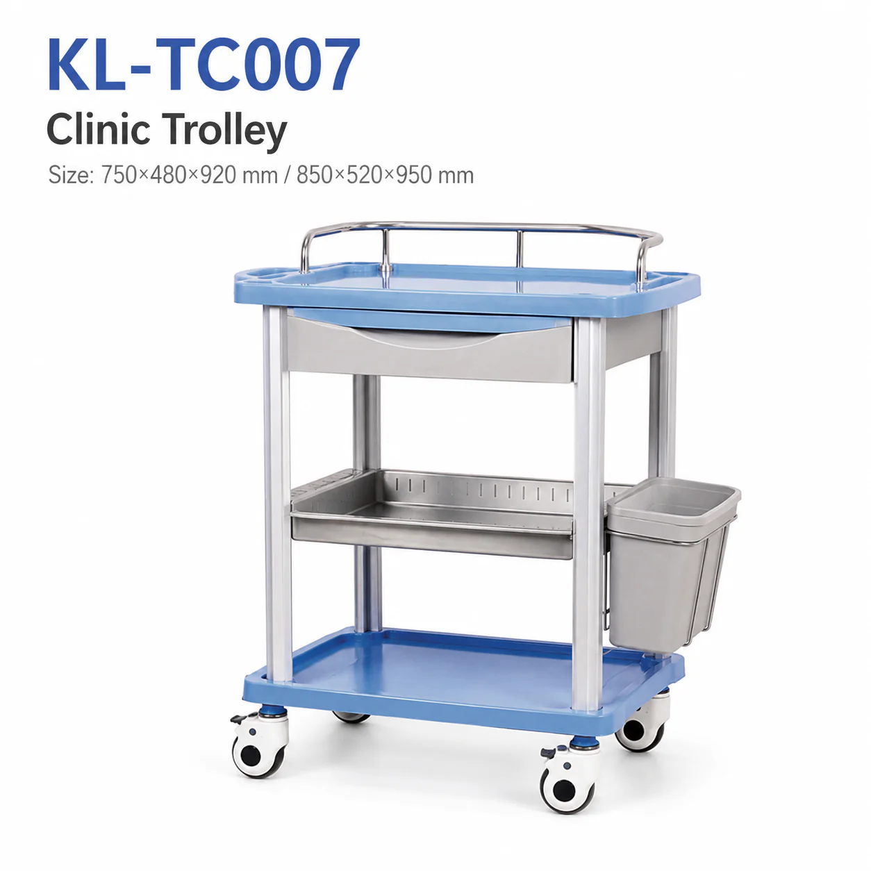 KL-TC007 KL-TC007 Clinic Trolley | Two-Tier ABS & Stainless Steel Treatment Cart