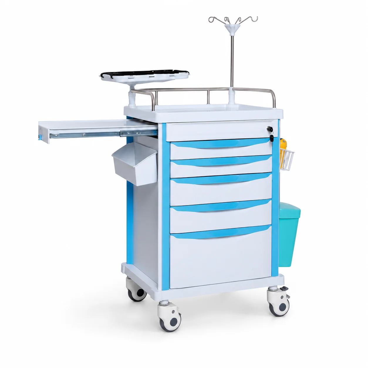 KL-TC008 KL-TC008 Emergency Trolley | 5-Drawer ABS Crash Cart with Central Lock