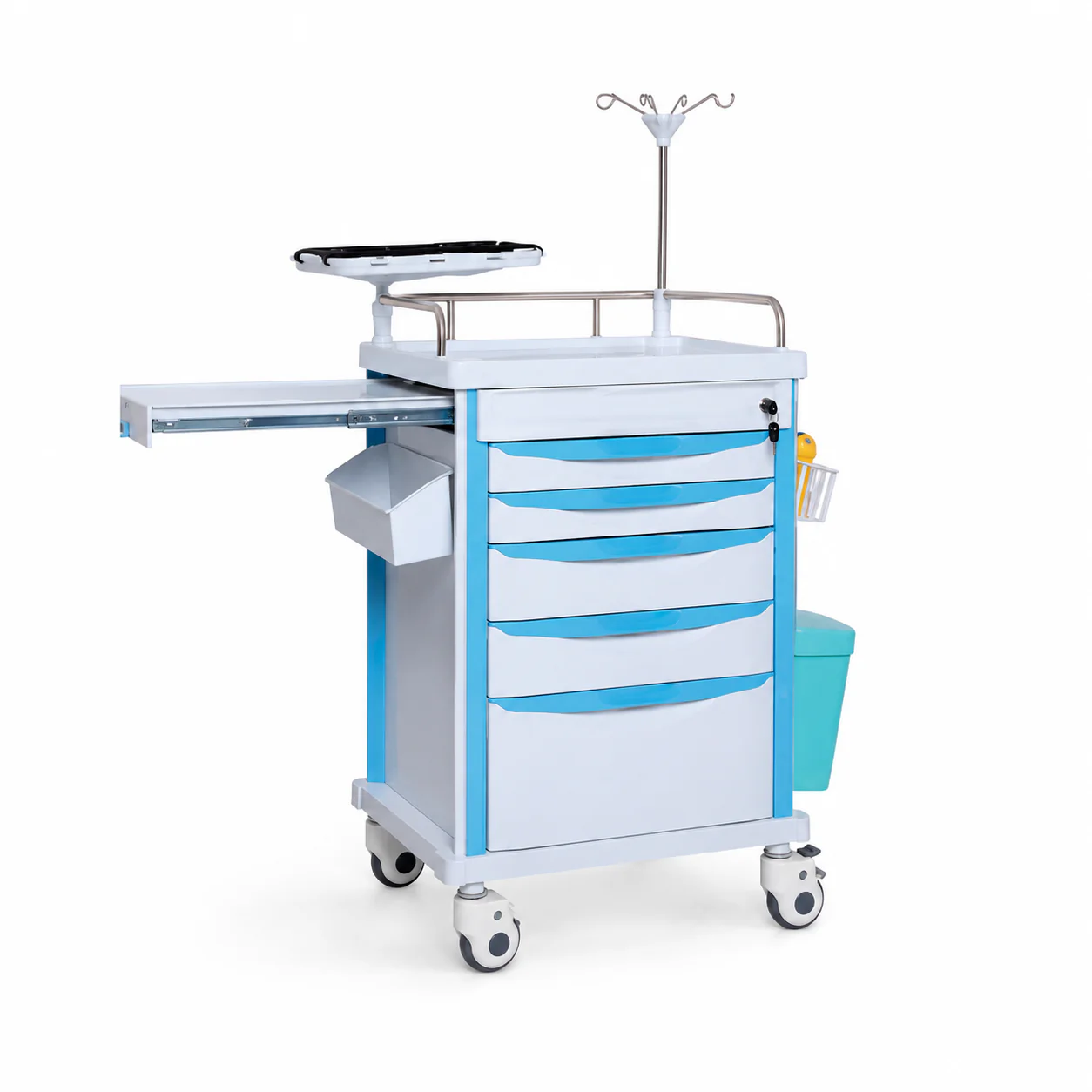 KL-TC008 KL-TC008 Emergency Trolley | 5-Drawer ABS Crash Cart with Central Lock
