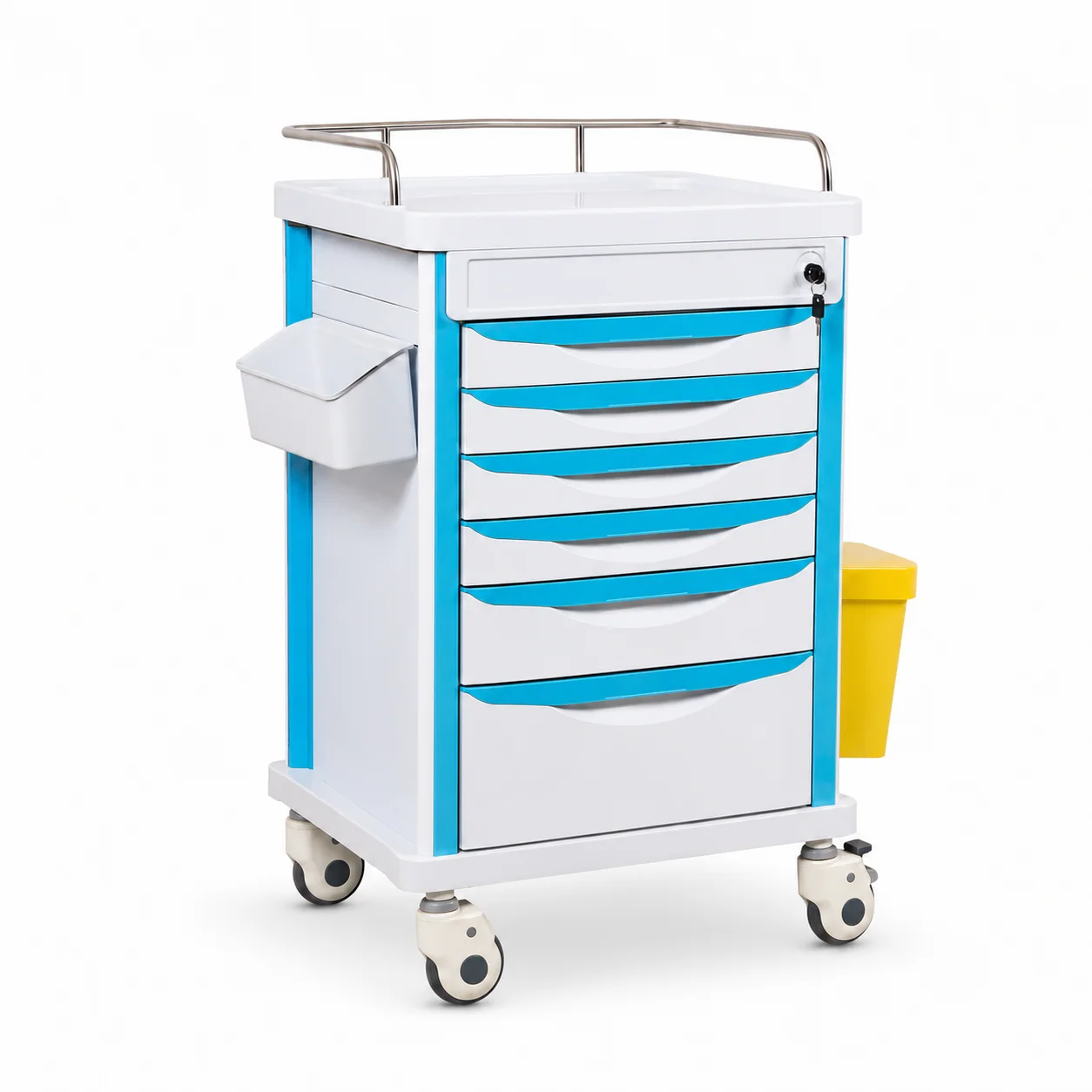 KL-TC010 KL-TC010 Clinic Trolley | Multi-Drawer ABS Cart with Protective Top Rail