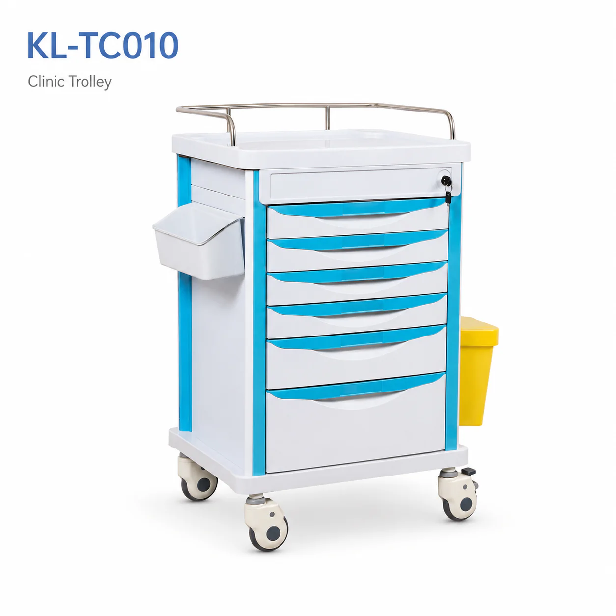 KL-TC010 KL-TC010 Clinic Trolley | Multi-Drawer ABS Cart with Protective Top Rail