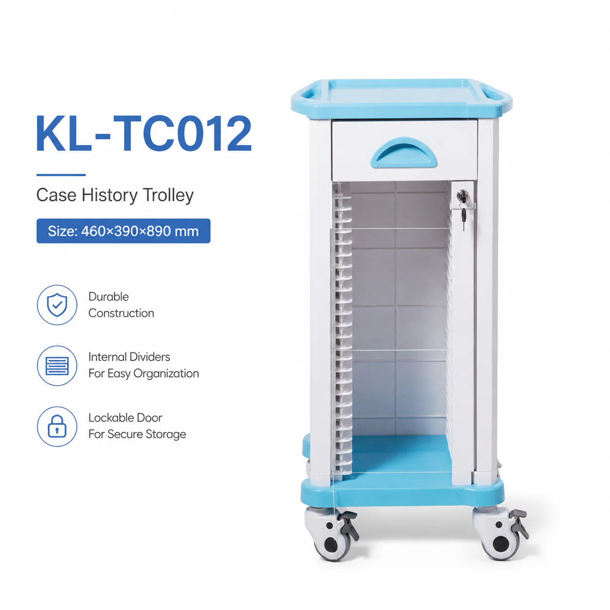 KL-TC012 KL-TC012 Case History Trolley | Single-Column Patient Record Cart