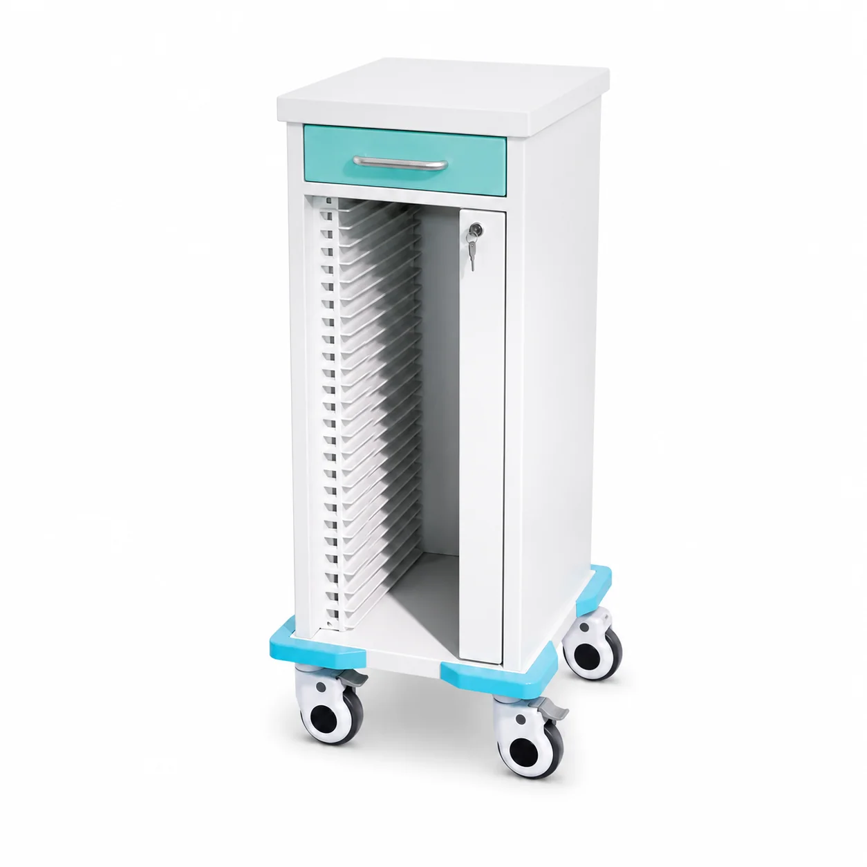 KL-TC014 KL-TC014 Case History Trolley | Slim Single-Column Record Cart with Lockable Door