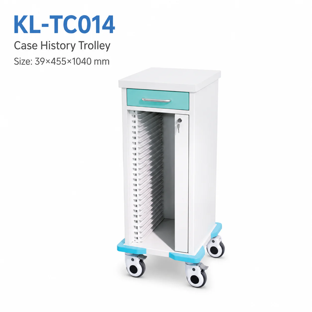 KL-TC014 KL-TC014 Case History Trolley | Slim Single-Column Record Cart with Lockable Door