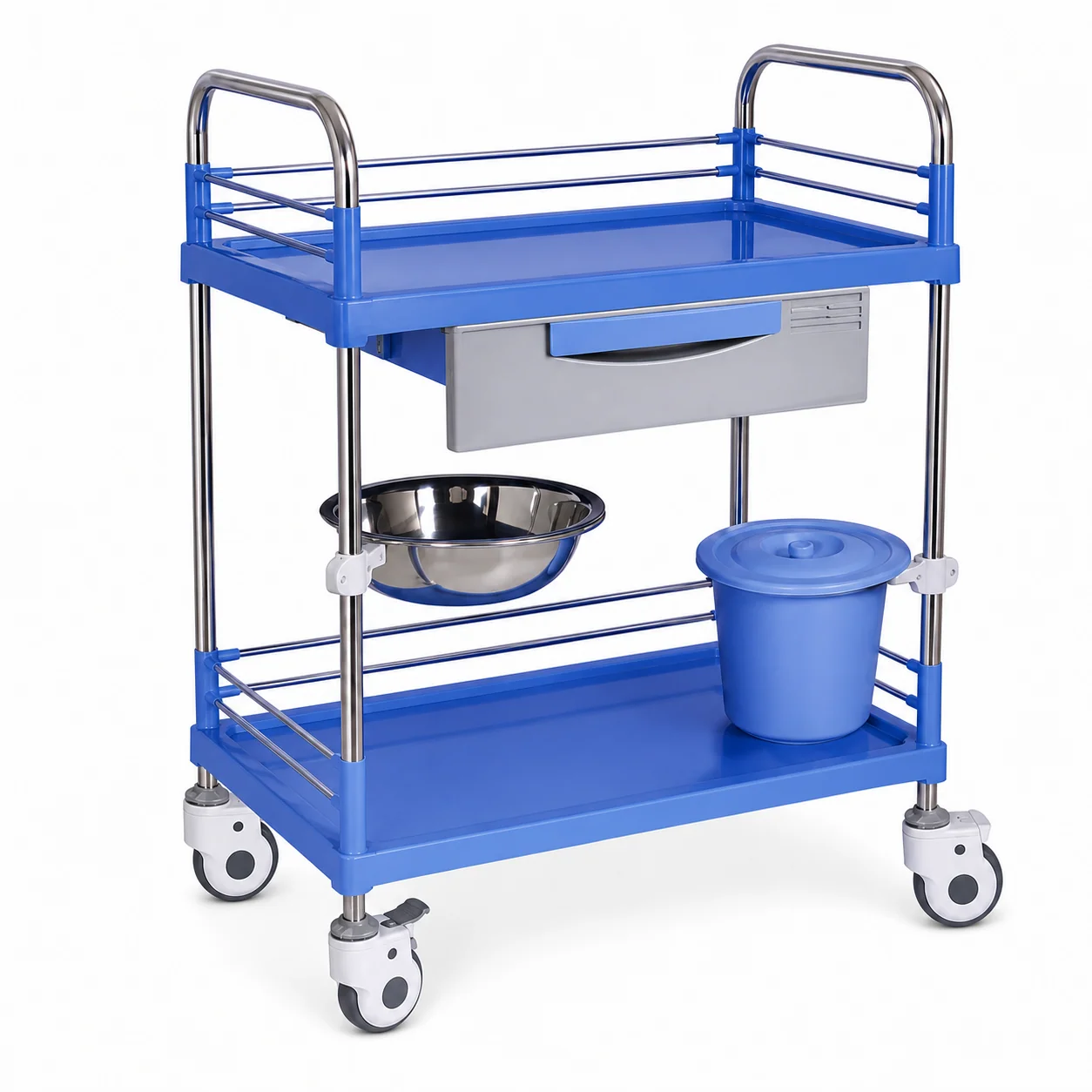 KL-TC017 KL-TC017 ABS Trolley | Nursing Cart with Drawer, Basin Holder & Bucket