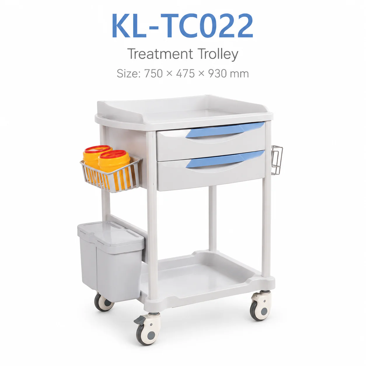 KL-TC022 KL-TC022 Treatment Trolley | 2-Drawer ABS Ward Cart