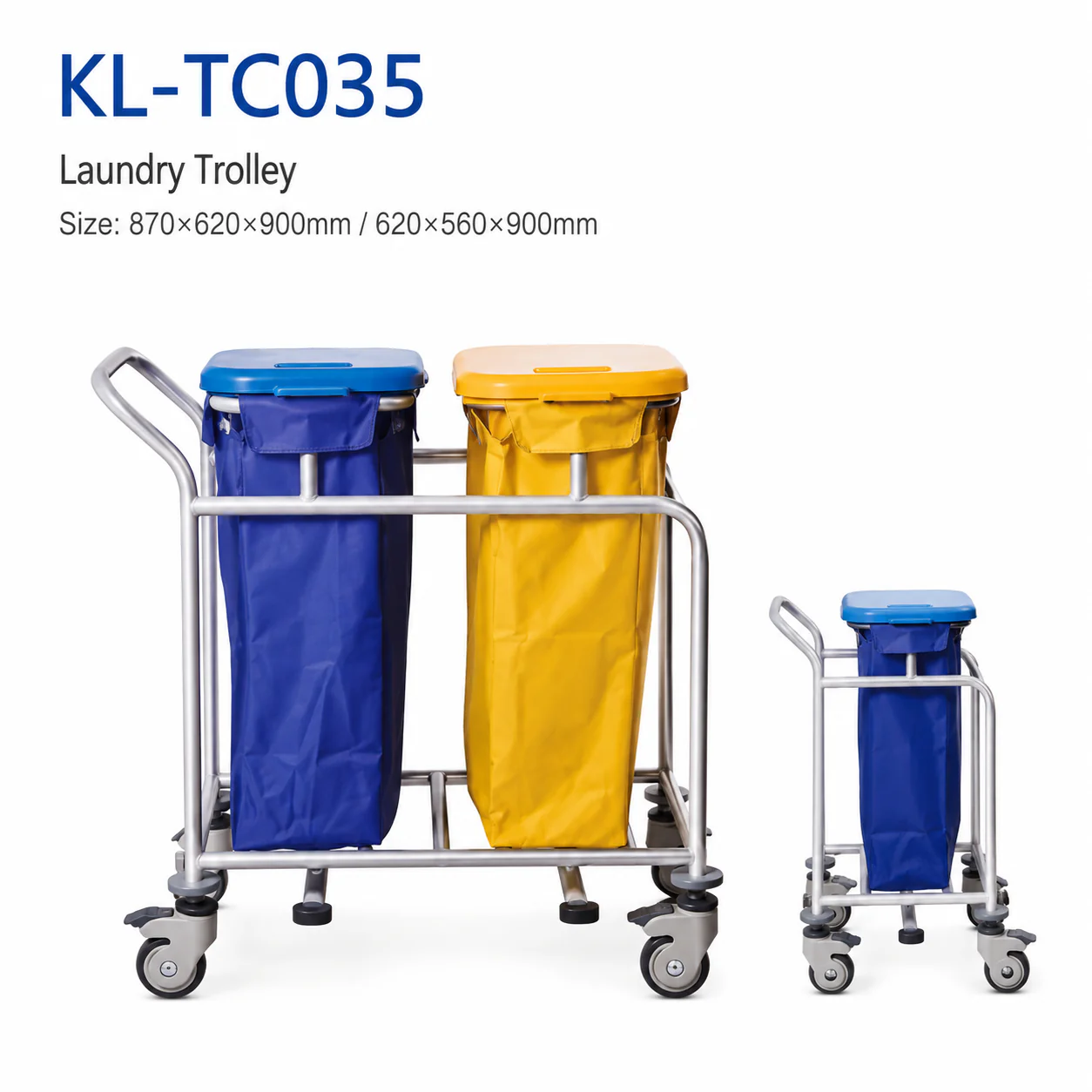 KL-TC035 KL-TC035 Laundry Trolley | Two-Size Dual-Bag Linen Cart for Hospitals
