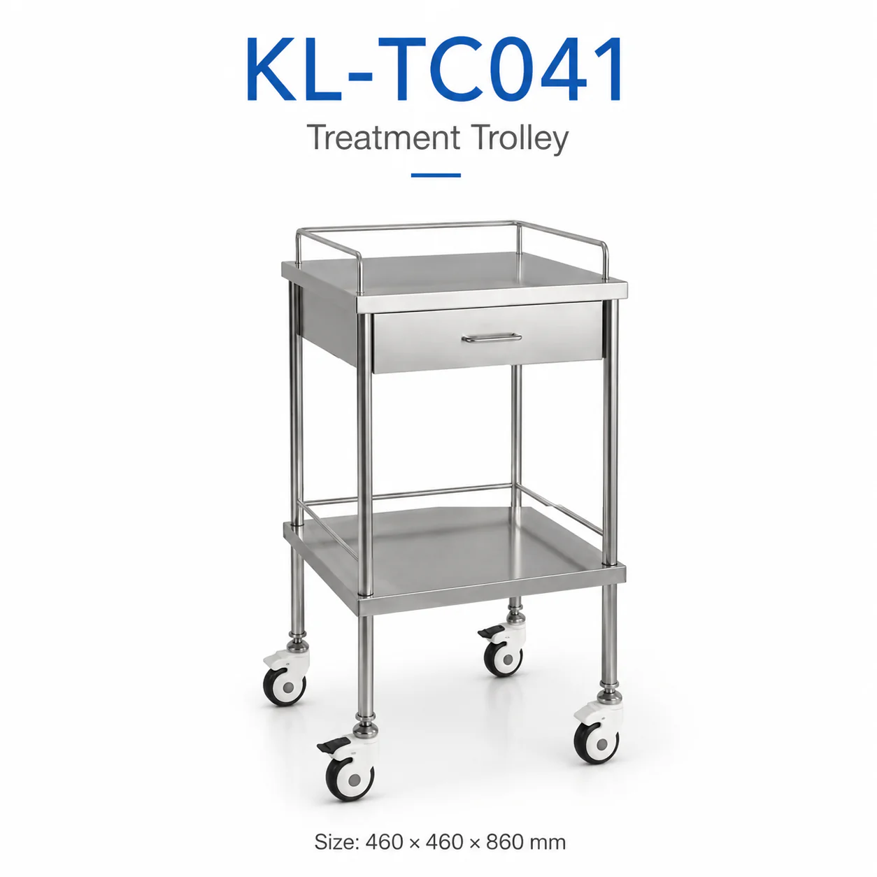 KL-TC041 KL-TC041 Treatment Trolley | Compact Stainless Steel Single-Drawer Cart