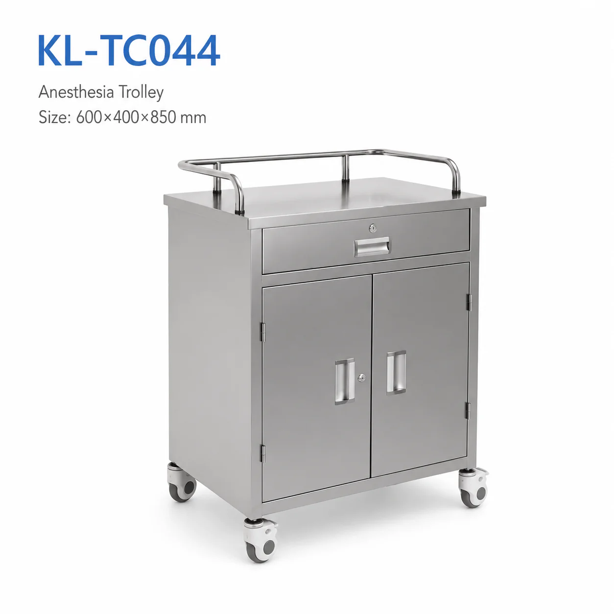 KL-TC044 KL-TC044 Anesthesia Trolley | Stainless Steel Drawer + Cabinet Cart