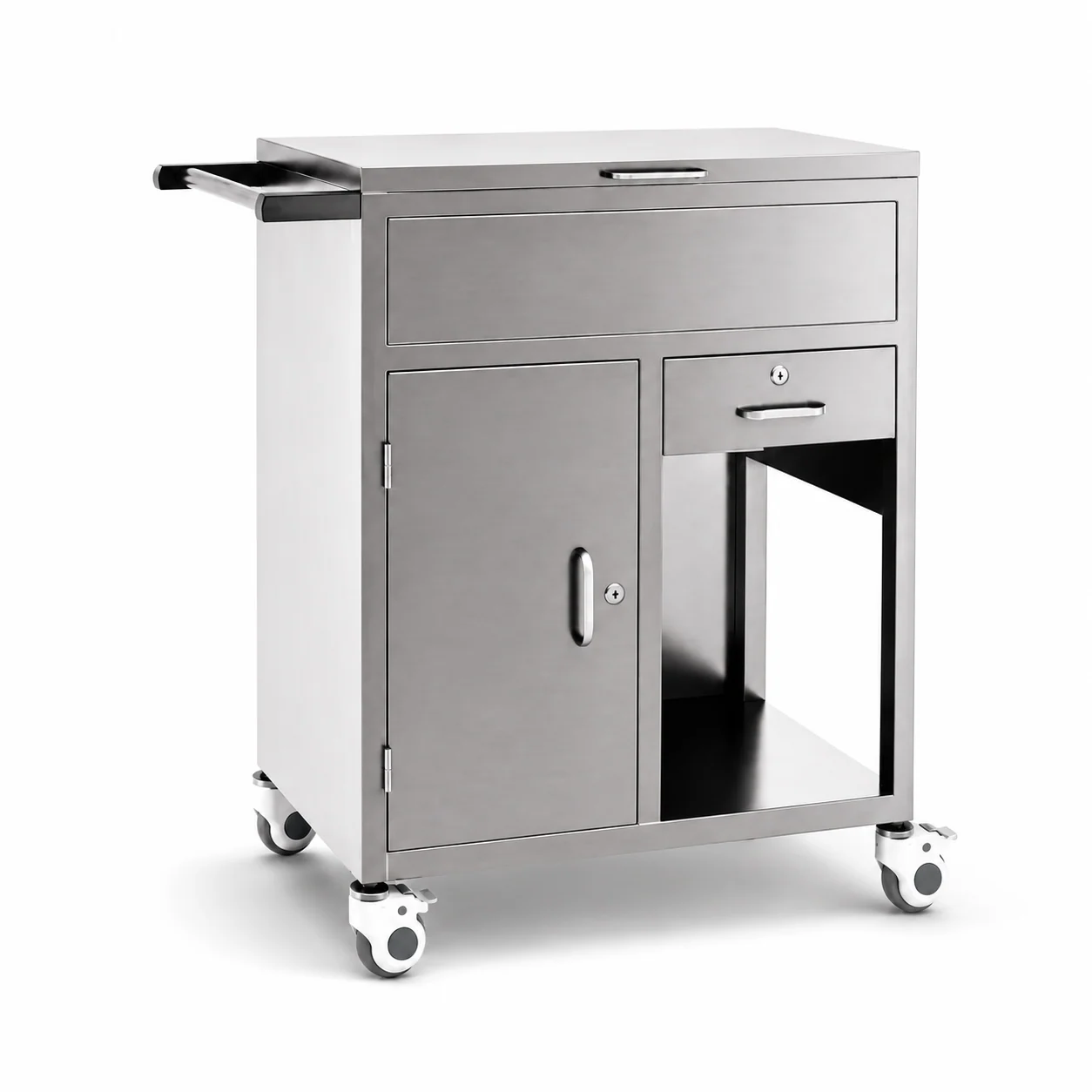 KL-TC047 KL-TC047 Emergency Trolley | Stainless Steel Drawer-Cabinet Cart with Side Handle