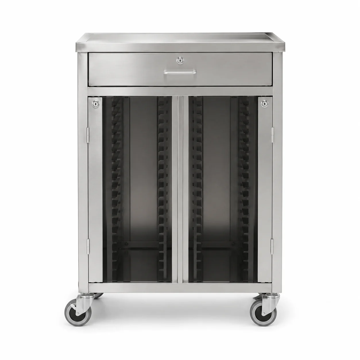 KL-TC050 KL-TC050 Case History Trolley | Stainless Steel Medical Record Cart with File Slots