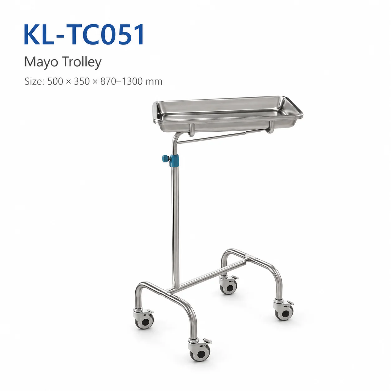 KL-TC051 KL-TC051 Mayo Trolley | Adjustable Height Stainless Steel Instrument Stand