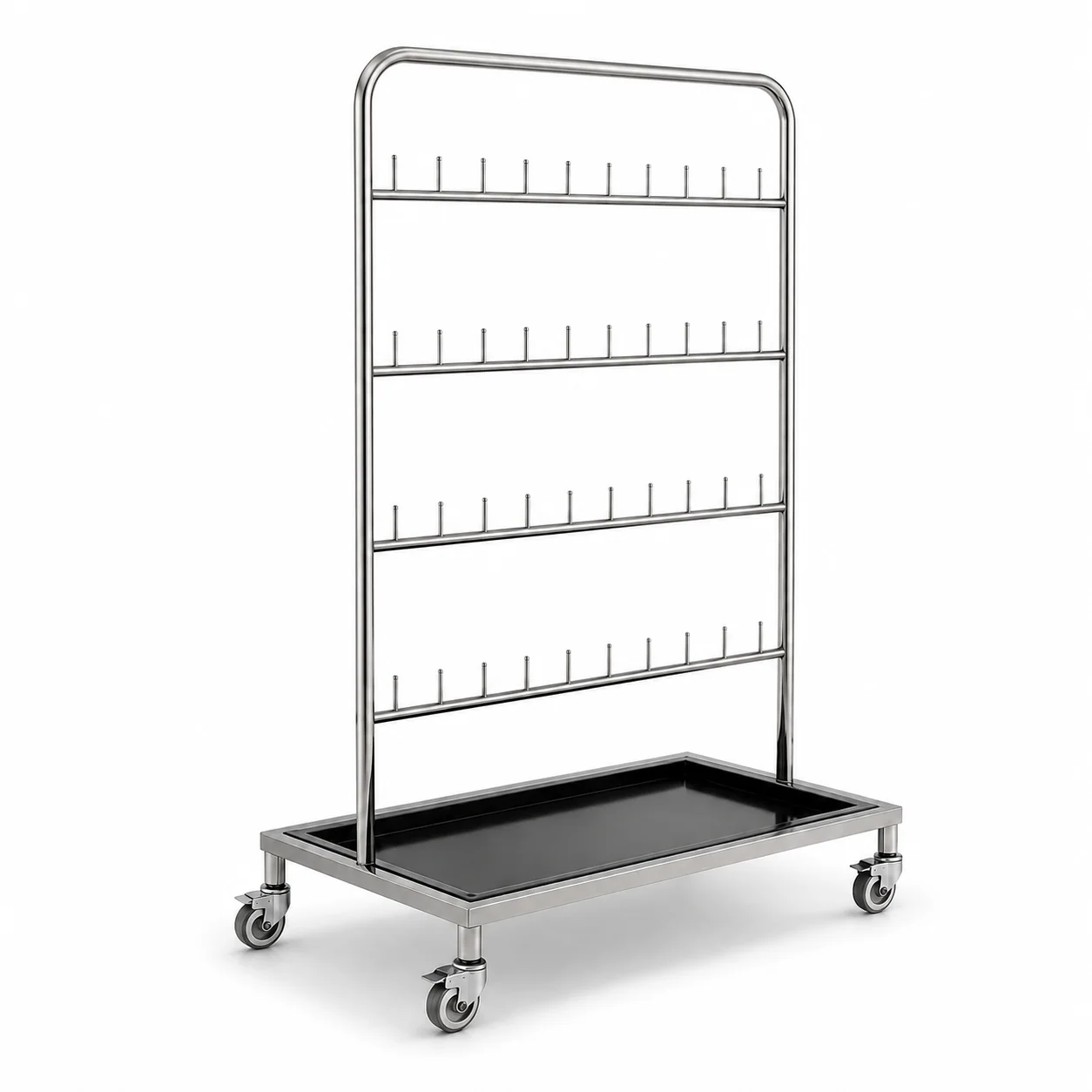 KL-TC052 KL-TC052 Swab Stand | 304 Stainless Steel Multi-Row Mobile Swab Rack