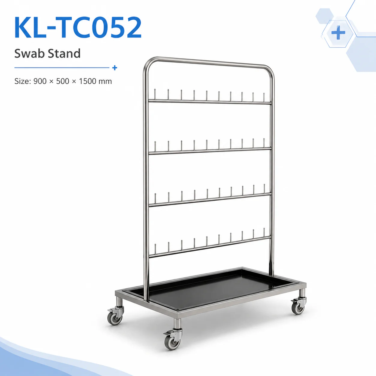 KL-TC052 KL-TC052 Swab Stand | 304 Stainless Steel Multi-Row Mobile Swab Rack