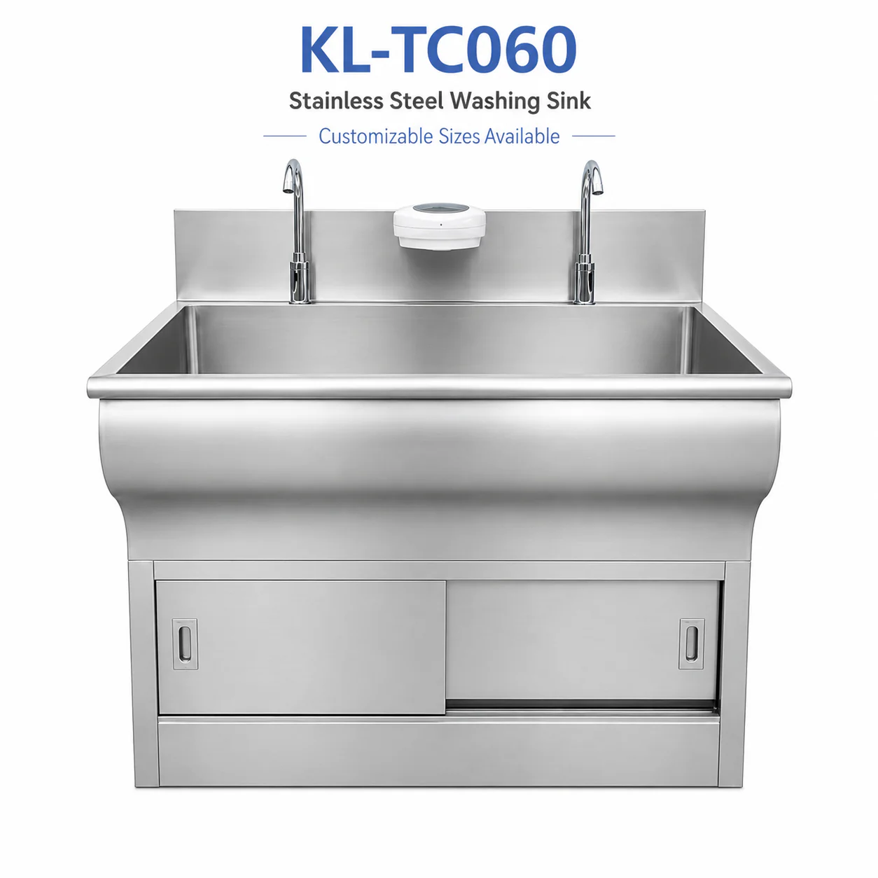 KL-TC060 KL-TC060 Stainless Steel Washing Sink | Surgical Scrub Sink with Dual Faucets and Cabinet
