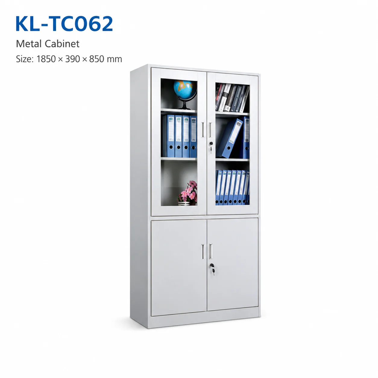 KL-TC062 KL-TC062 Metal Cabinet | Upper Glass Display + Lower Lockable
