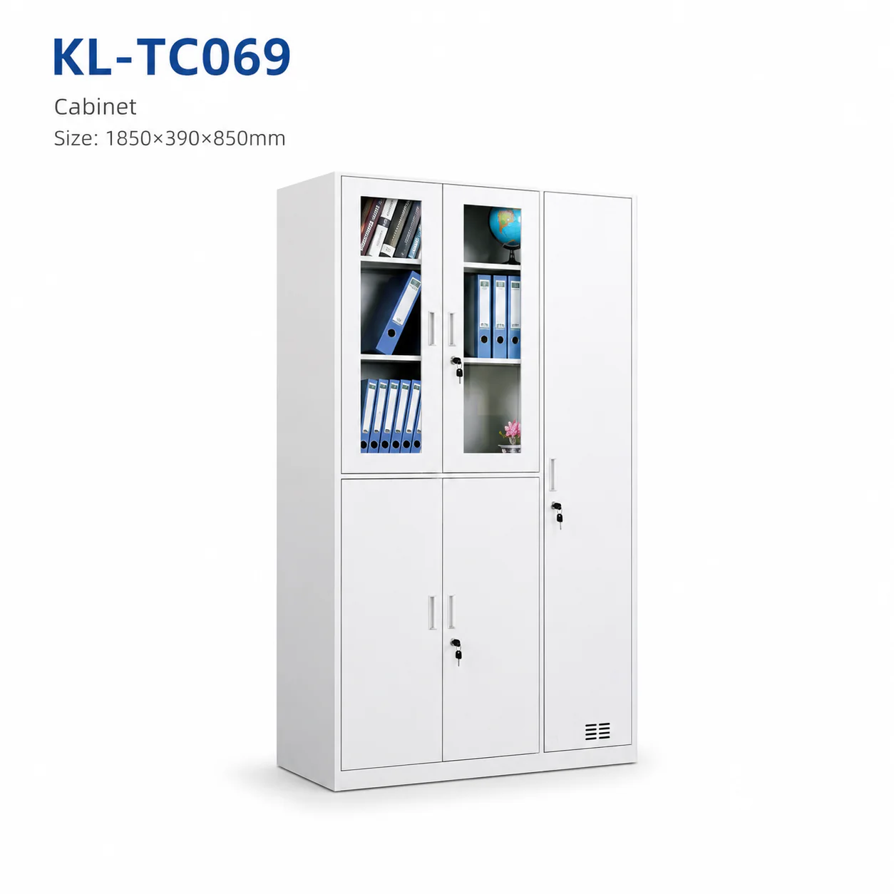 KL-TC069 KL-TC069 Steel Cabinet | Glass + Solid Doors, 4-Door Multi-Compartment
