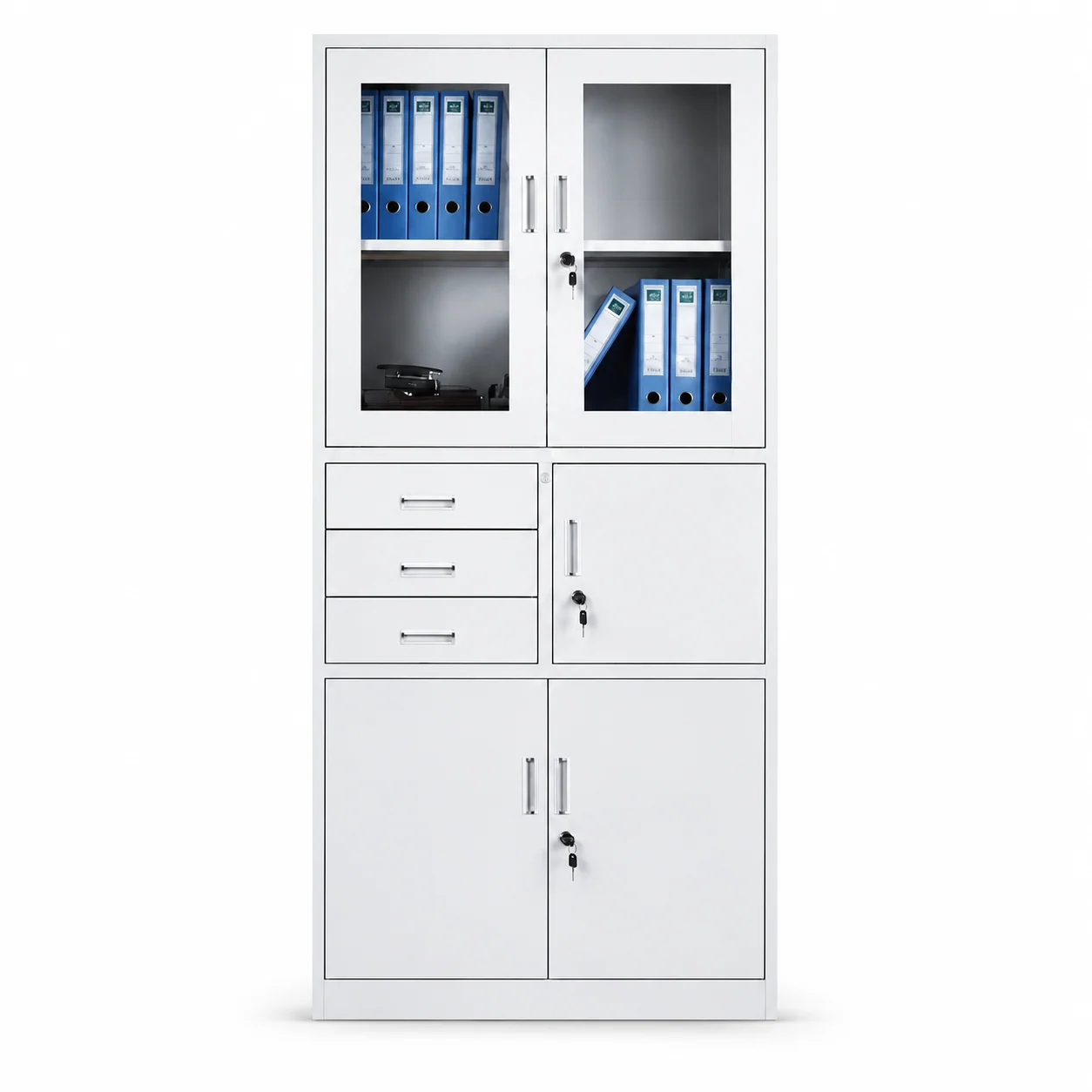 KL-TC070 KL-TC070 Steel Cabinet | Glass Doors + 3 Drawers + Lower Cabinet