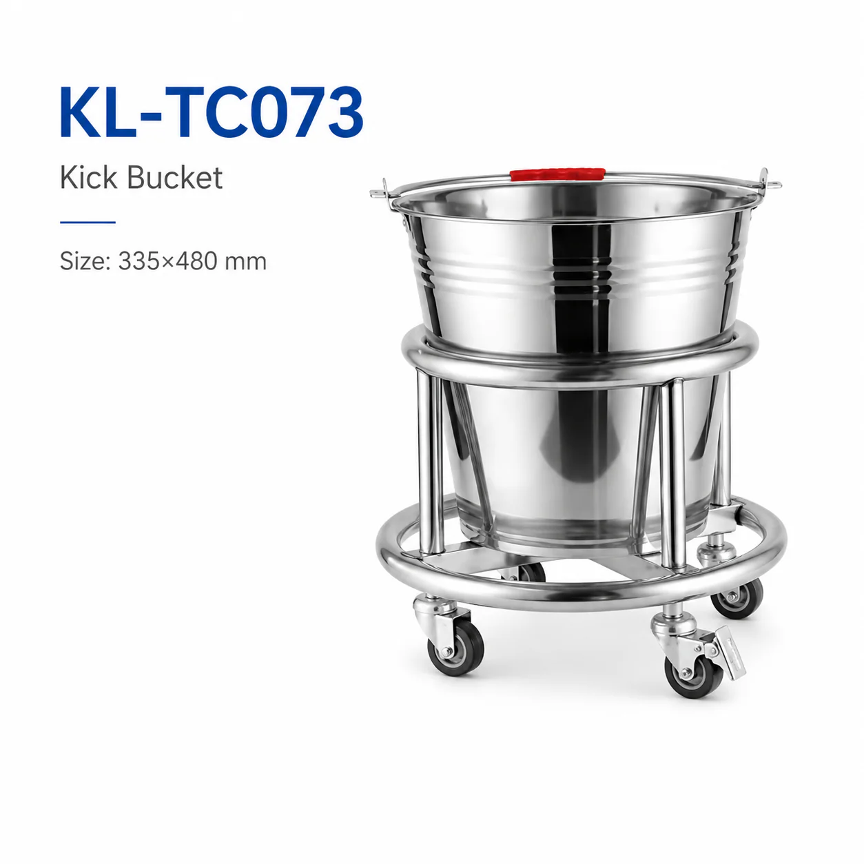 KL-TC073 KL-TC073 Kick Bucket | Stainless Steel, Rolling Casters | 335 × 480 mm