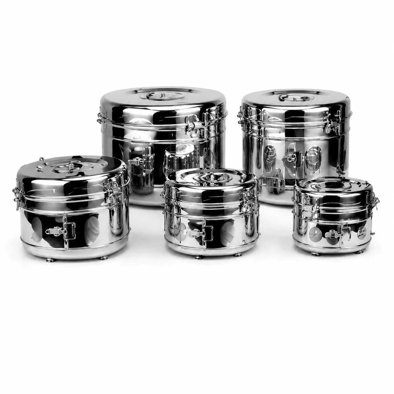 KL-TC074 KL-TC074 Stainless Steel Tank | 5 Sizes Φ170–Φ300 mm | Medical Storage