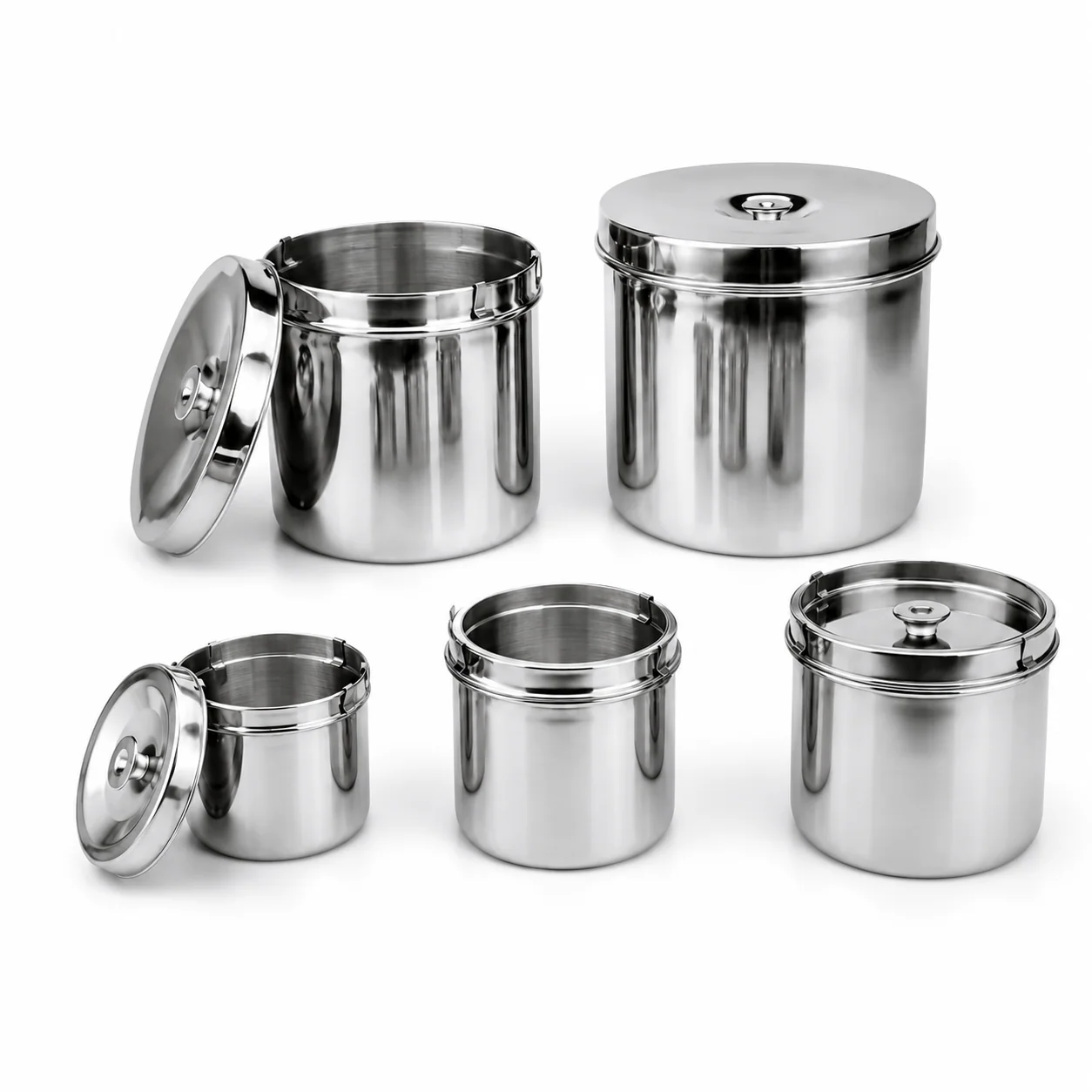 KL-TC075 KL-TC075 Stainless Steel Gauze Can | 6 Sizes Φ80–Φ160 mm | Medical Storage