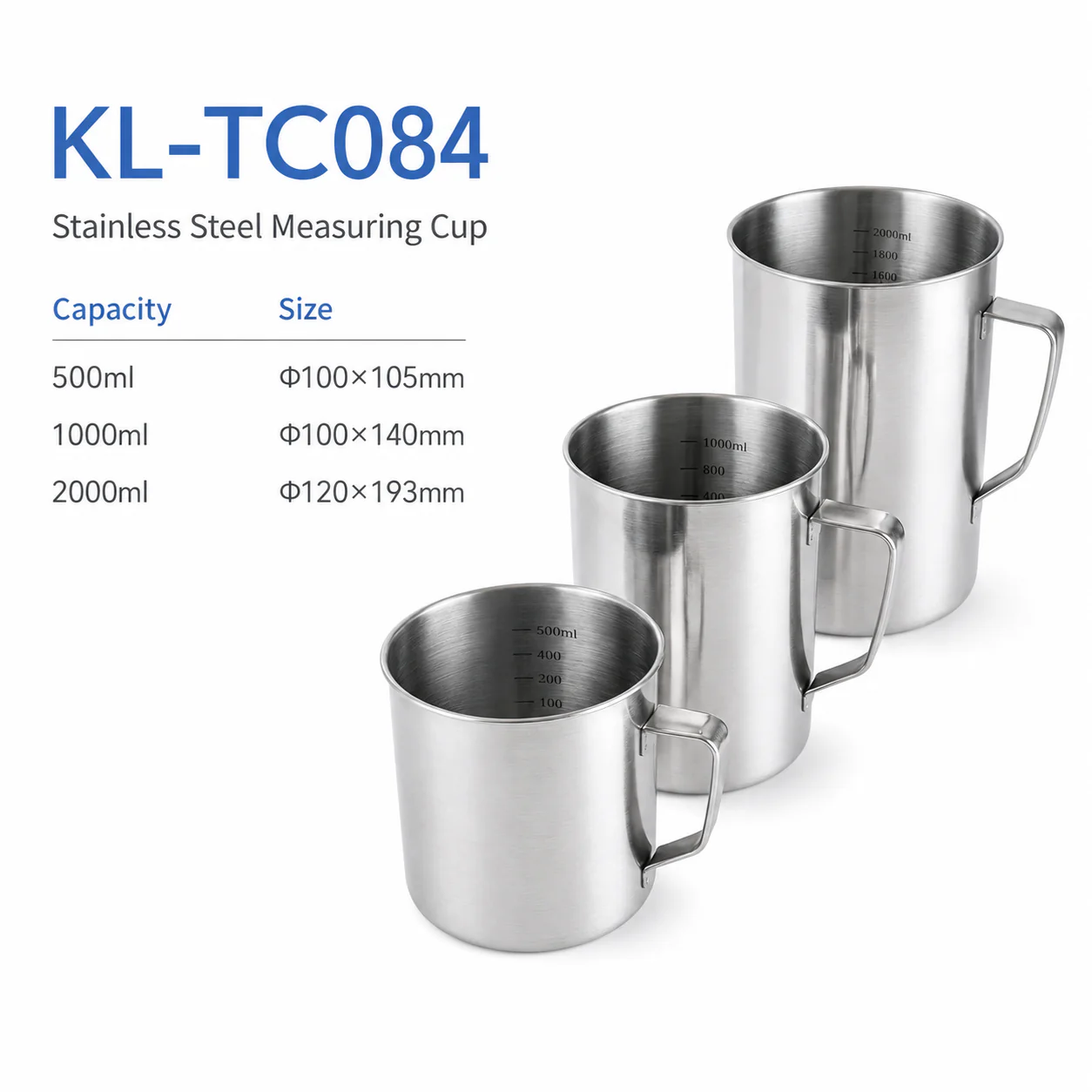 KL-TC084 KL-TC084 Stainless Steel Measuring Cup | 500 ml / 1000 ml / 2000 ml Medical Cup