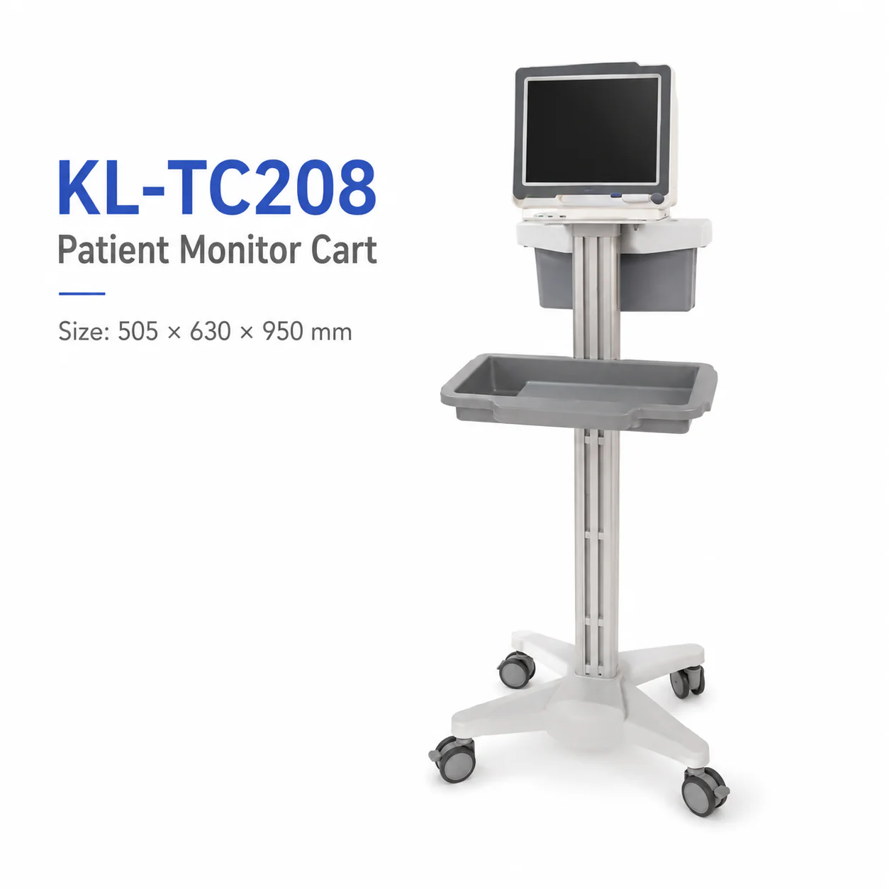 KL-TC208 KL-TC208 Patient Monitor Cart | Compact Mobile Monitor Support 505×630×950 mm