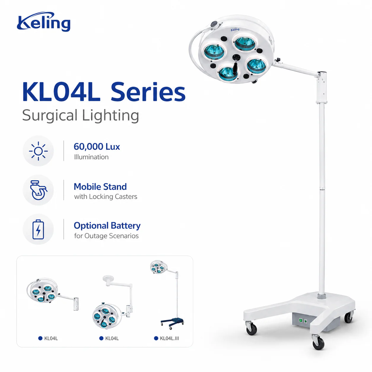 KL04L KL04L Halogen Surgical Light | Mobile Operating Lamp with Battery Option