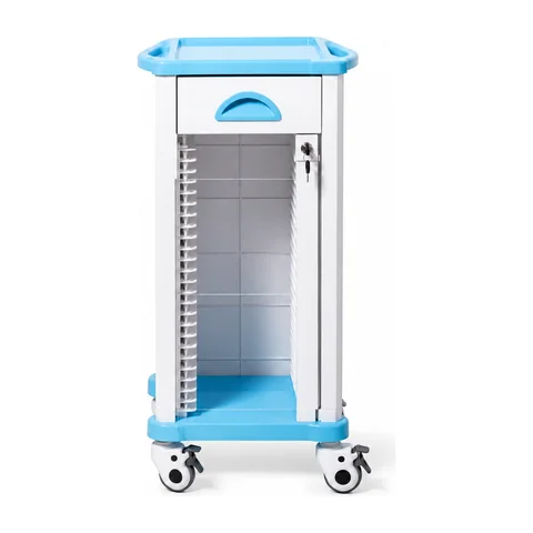 Keling KL-TC012 case history trolley with transparent lockable door and top tray